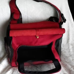 Red suede Dog Carrier 15" x 15" w/Strap